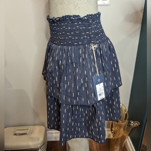 Universal Thread Cotton Skirt, Womens XL Gray blue Tiered high rise skirt - Picture 6 of 15